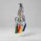 Three silver Islamic wall hanging ornaments with colorful tassels held in a person's hand. Each ornament features a different colored oval center with Arabic calligraphy: green, yellow, and blue, suspended from braided cords.