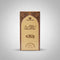 A hand holding a 6 ml box of Crown Perfumes Sultan Afnan concentrated perfume, featuring a beige and gold patterned design with brown ornate borders.