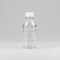 Hand holding a clear bottle with a white cap against a neutral background
